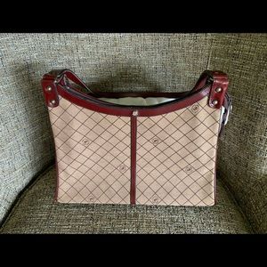 John Romain Vintage Vtg white shoulder bag brown leather purse